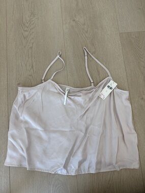 Anthropologie Pale Blush Satin Camisole with Adjustable Straps